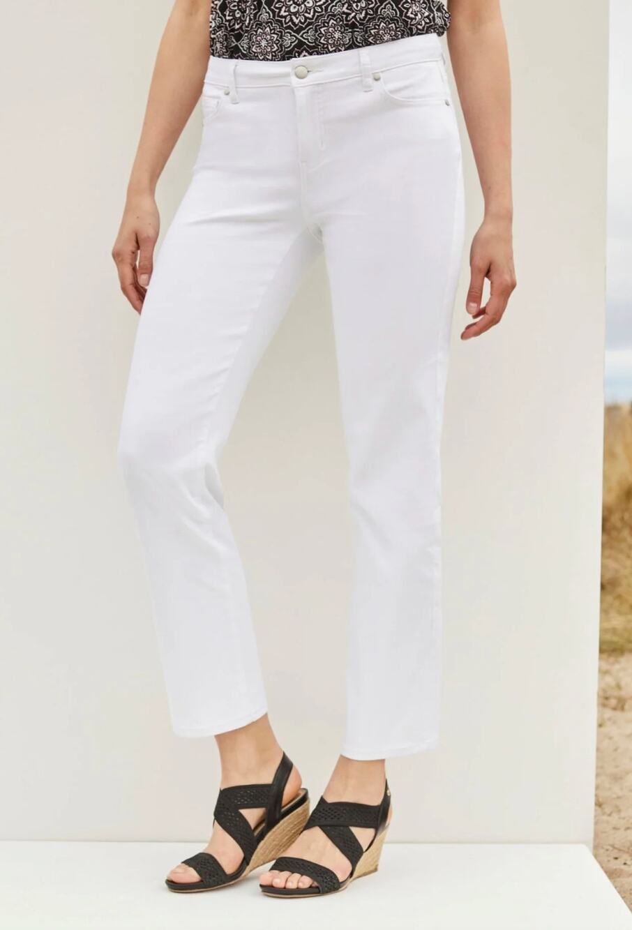 Westport Plus Size 16 White Signature Fit Ankle Jeans Stretch High Rise